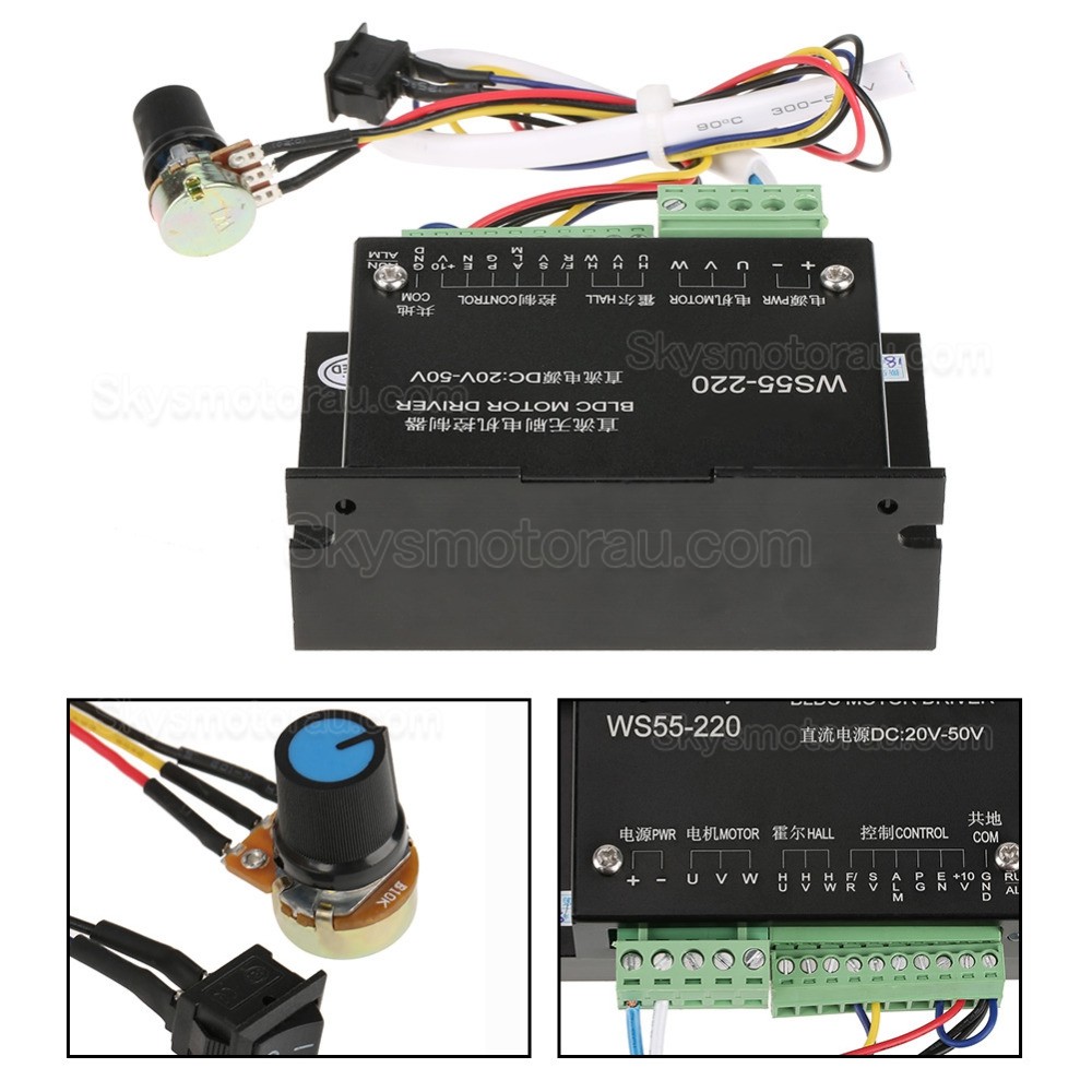 3 Phase BLDC Motor Driver WS55-220 Brushless DC Motor Controller DC20-50V 12A